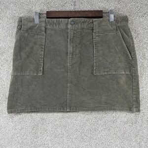 Y2K Low Rise Mini Skirt 14 Army Green Cargo Pockets Corduroy Grunge *Faded* Rt66
